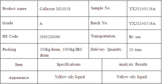 Kolektor M1001S Reagen Tinggi Selektif Lanjutan Untuk Flotasi Tembaga Dan Molybdenum Bijih 0